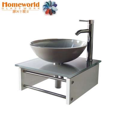 18" tempered glass vanity tops with 16" washing glass basin for US market